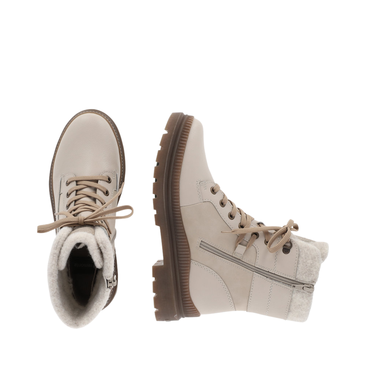 Women's high-rise boot, lace/zip beige Chaussures Pierre Roy