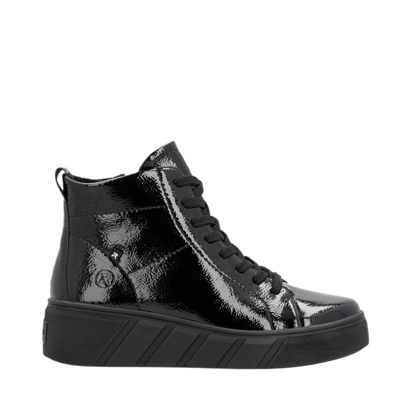 Rieker women's black patent lace-up ankle boots Chaussures