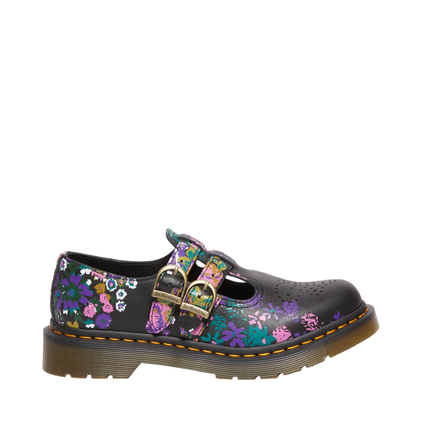 Women's Martens 8065 Mary Jane black shoe with flower - Main Image