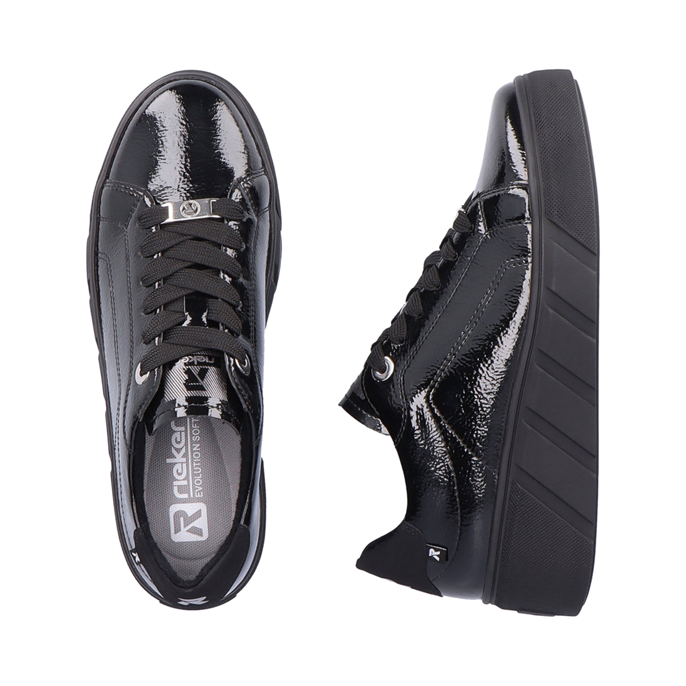 Rieker women's patent black lace shoe Chaussures Pierre Roy