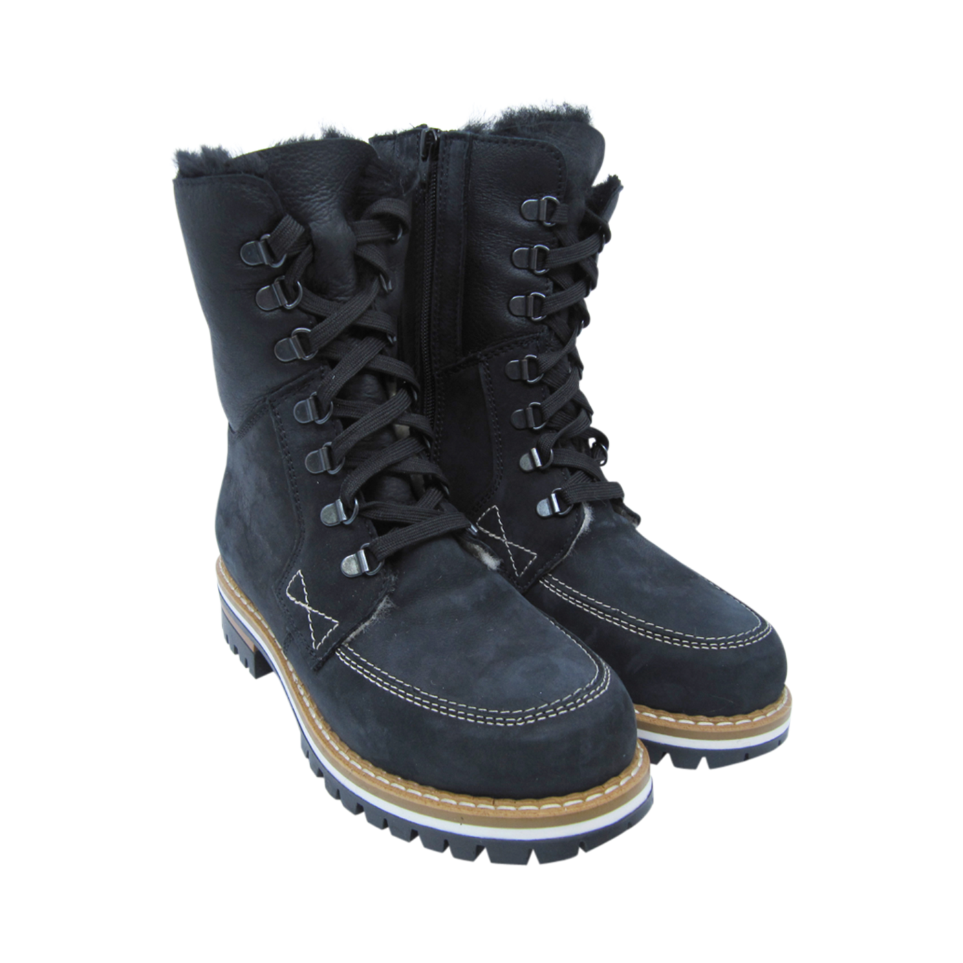 Double-layered black lace-up boot for leapfrog Chaussures Pierre