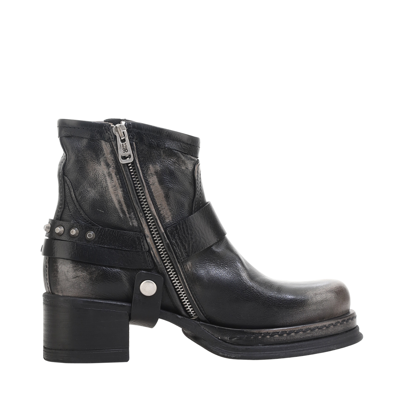 A.S.98 women's black ankle boot with zipper - Chaussures Pierre