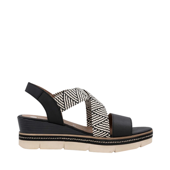 Sandales Noir pour Femmes de la marque RIEKER, 4. Un produit distribué par Chaussures Pierre Roy - Saint-Jean Québec