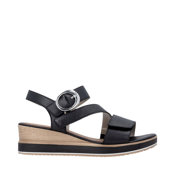 Sandales Noir pour Femmes de la marque RIEKER, 4. Un produit distribué par Chaussures Pierre Roy - Saint-Jean Québec