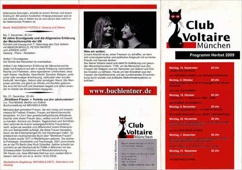 Club Voltaire, Herbst 2009 Club Voltaire, Herbst 2009