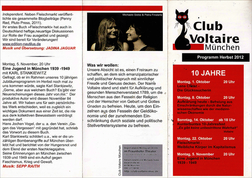 Club Voltaire, Herbst 2012 Club Voltaire, Herbst 2012