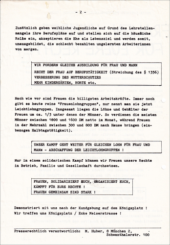 Sozialistische Frauenorganisation, 1.5.76
