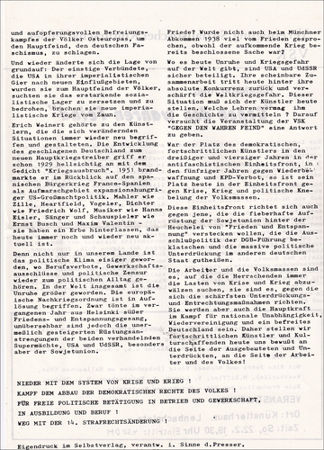 Vereinigung Sozialistischer Kulturschaffender, 22.2.76