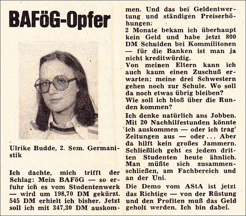 Ulrike Budde, 5.11.75 Ulrike Budde, 5.11.75