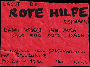 Rote Hilfe, Peter Brückner, SPK, 20.11.72