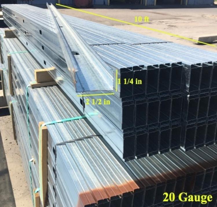 2 1/2 in x 10 ft x 20 GA EQ Steel Stud w/ 1 1/4 in Flange at Pioneer