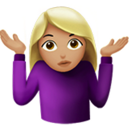 Woman Shrugging: Medium-Light Skin Tone Emoji (U+1F937, U+1F3FC, U ...