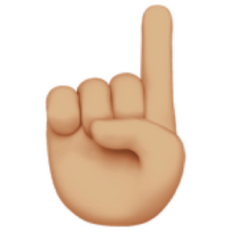 index pointing up: medium-light skin tone emoji