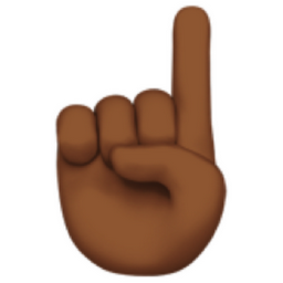 index pointing up: medium-dark skin tone emoji
