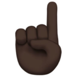 index pointing up: dark skin tone emoji