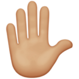 raised hand: medium-light skin tone emoji