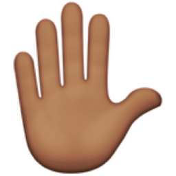 raised hand: medium skin tone emoji