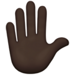 raised hand: dark skin tone emoji
