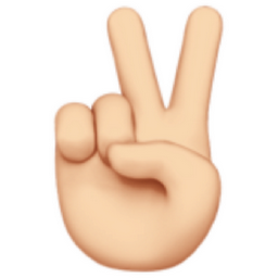 victory hand: light skin tone emoji
