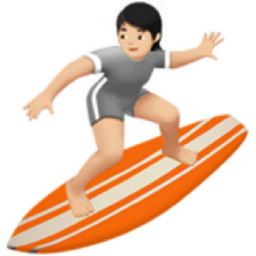 person surfing: light skin tone emoji