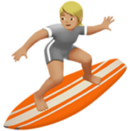 person surfing: medium-light skin tone emoji