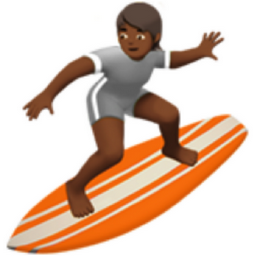 person surfing: medium-dark skin tone emoji