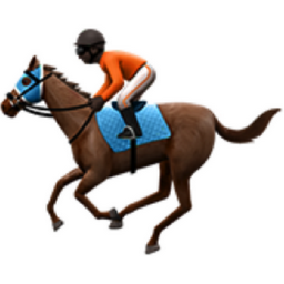 horse racing: dark skin tone emoji