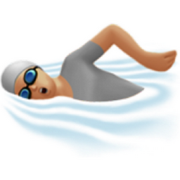 person swimming: medium-light skin tone emoji