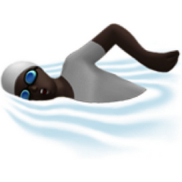 person swimming: dark skin tone emoji