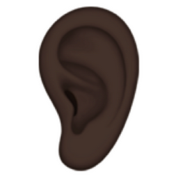ear: dark skin tone emoji