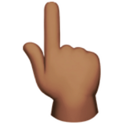 backhand index pointing up: medium skin tone emoji