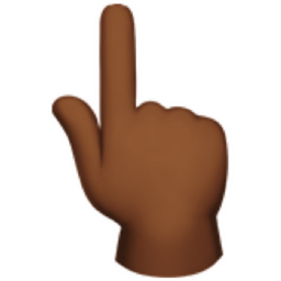backhand index pointing up: medium-dark skin tone emoji