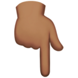 backhand index pointing down: medium skin tone emoji