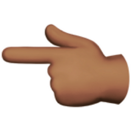backhand index pointing left: medium skin tone emoji