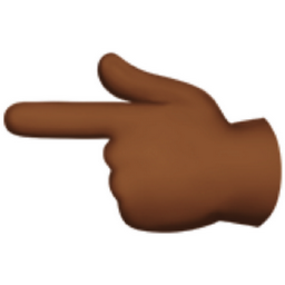 backhand index pointing left: medium-dark skin tone emoji