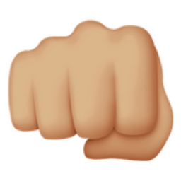 oncoming fist: medium-light skin tone emoji