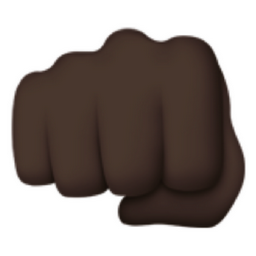 oncoming fist: dark skin tone emoji