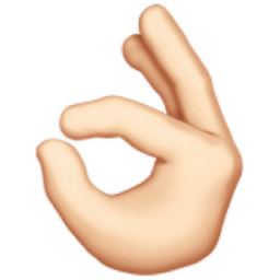 OK hand: light skin tone emoji