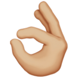 OK hand: medium-light skin tone emoji