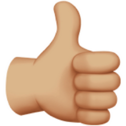 thumbs up: medium-light skin tone emoji