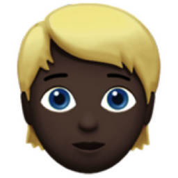 person: dark skin tone, blond hair emoji