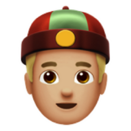 person with skullcap: medium-light skin tone emoji