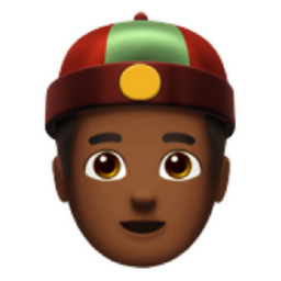 person with skullcap: medium-dark skin tone emoji