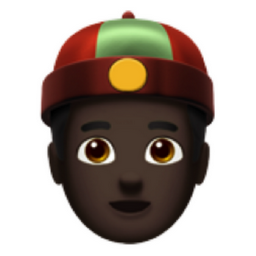 person with skullcap: dark skin tone emoji