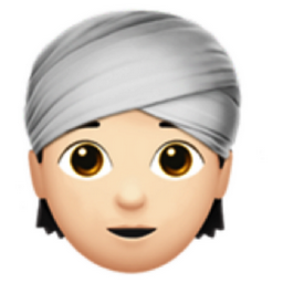 person wearing turban: light skin tone emoji