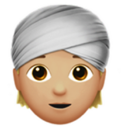 person wearing turban: medium-light skin tone emoji