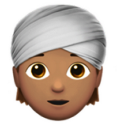 person wearing turban: medium skin tone emoji