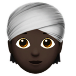 person wearing turban: dark skin tone emoji