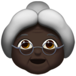 old woman: dark skin tone emoji