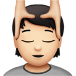 person getting massage: light skin tone emoji